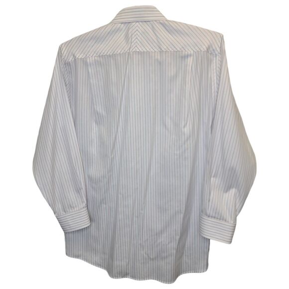 Joseph Abboud Mens 16-32 Tailored Fit Cotton White Striped White Dress Shirt - Picture 4 of 16